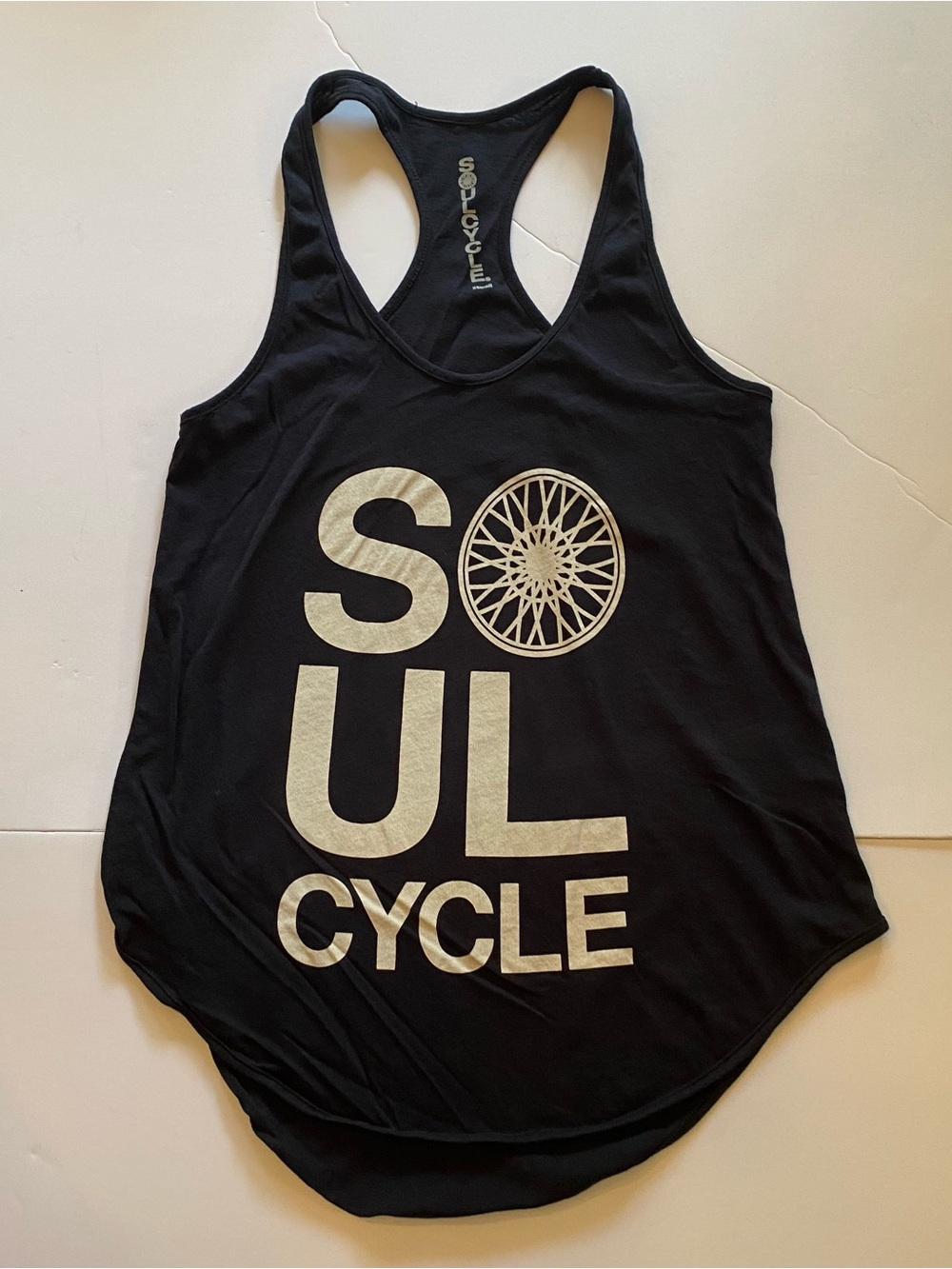 soulcycle Black Racerback Tank with Cream Logo